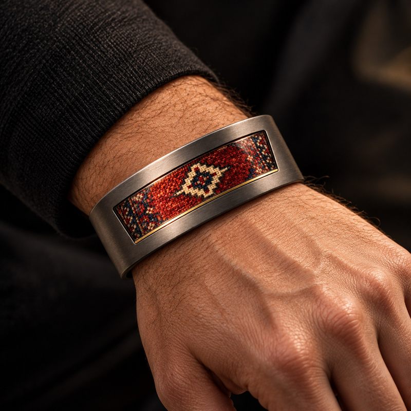Selvedge Cuff worn on a wrist