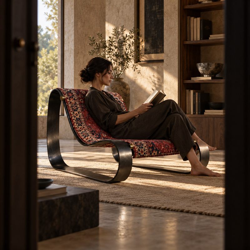 Taar No. 1 in a sunlit room, with a person seated reading